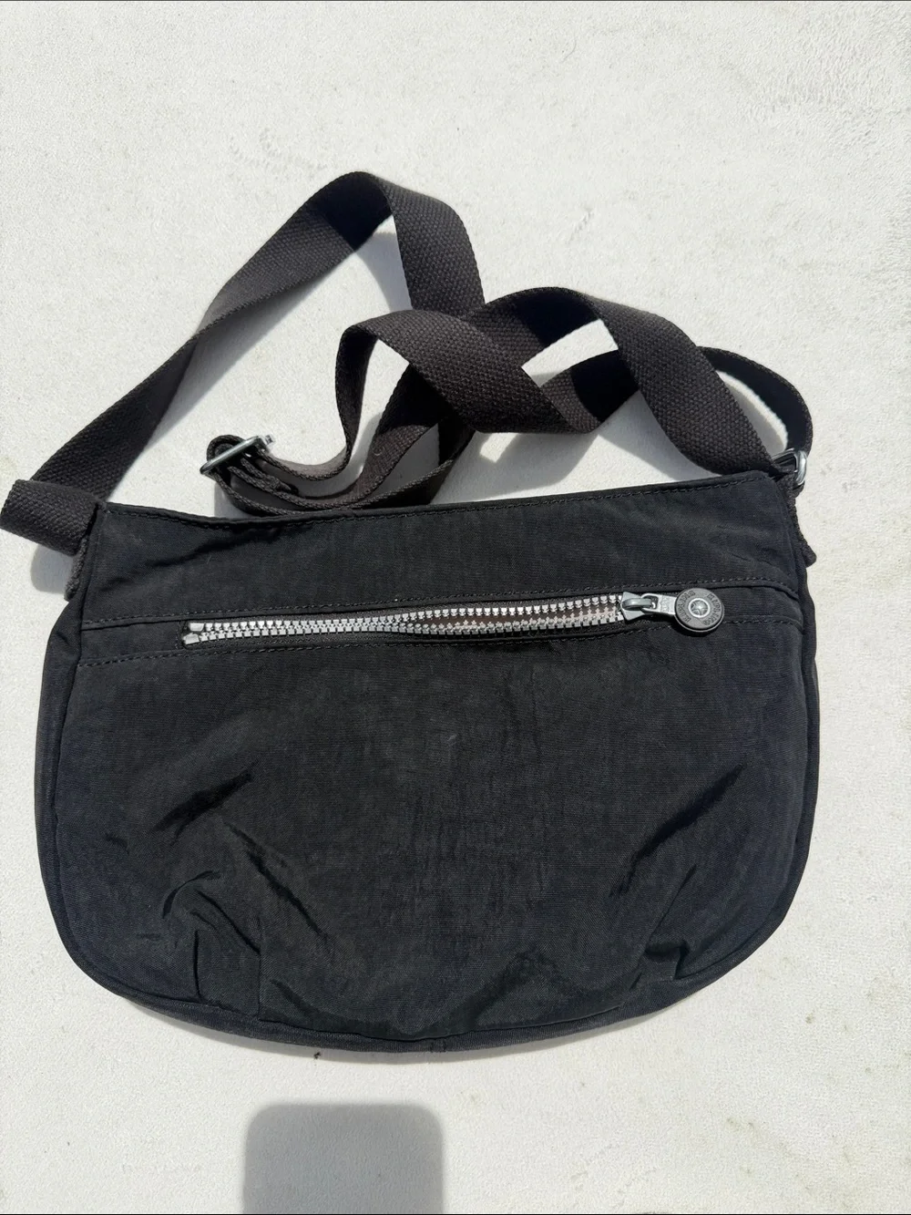 Kipling Black Crossbody Messenger Bag with Silver Hardware
